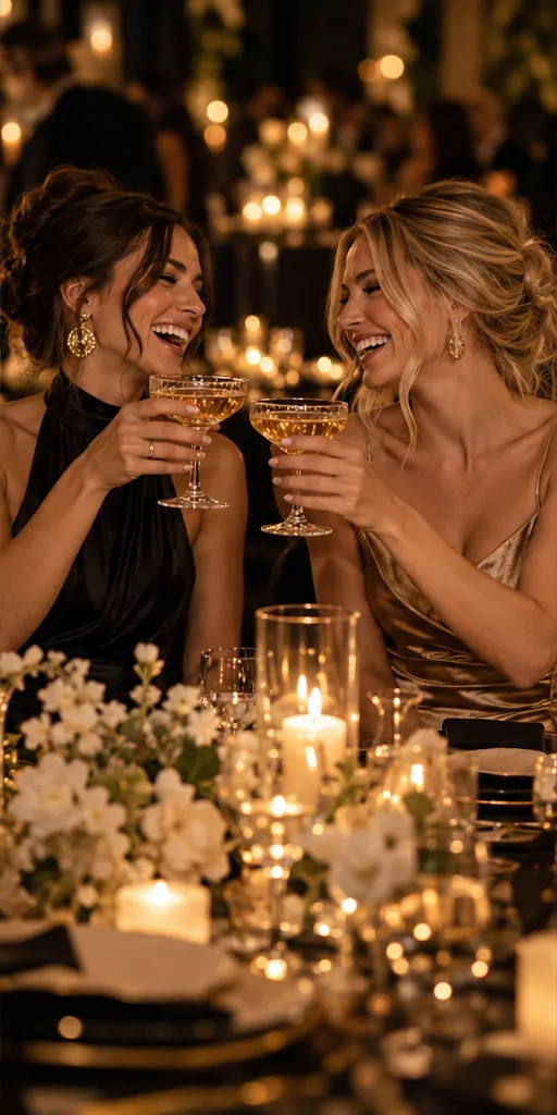 Convidadas adultas brindando em uma festa de aniversário
